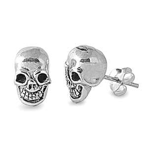 Sterling Silber 925 Totenkopf Ohrstecker Ohrringe LTDELEP441075 von Joyara