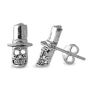 Sterling Silber 925 Totenkopf Ohrstecker Ohrringe LTDELEP441077 von Joyara