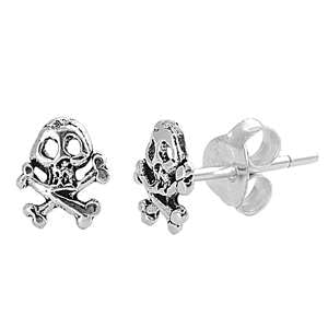 Sterling Silber 925 Totenkopf Ohrstecker Ohrringe LTDELEP441243 von Joyara