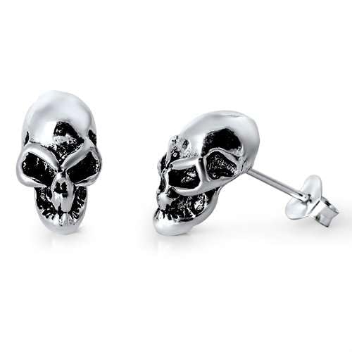 Sterling Silber 925 Totenkopf Ohrstecker Ohrringe LTDELEP441273 von Joyara