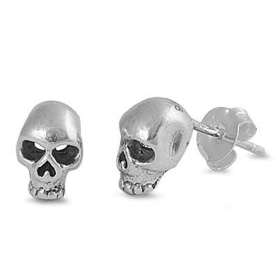 Sterling Silber 925 Totenkopf Ohrstecker Ohrringe LTDELEP441286 von Joyara