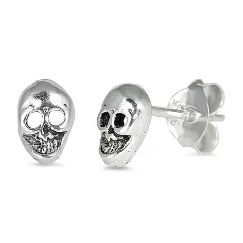 Sterling Silber 925 Totenkopf Ohrstecker Ohrringe LTDELEP441444 von Joyara