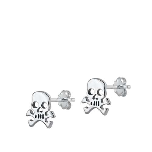 Sterling Silber 925 Totenkopf Ohrstecker Ohrringe LTDELEP441973 von Joyara