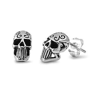 Sterling Silber 925 Totenkopf-Ohrstecker von Joyara