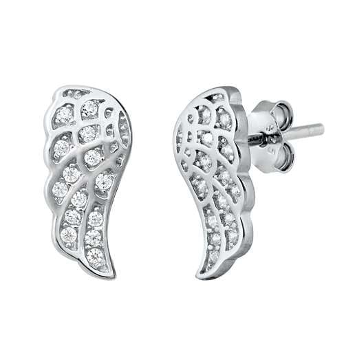 Sterling Silber 925 Zirkonia Angel Wings Ohrstecker von Joyara