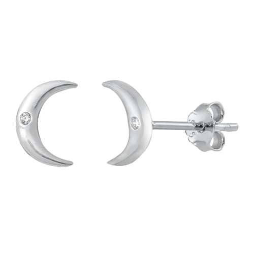 Sterling Silber 925 Zirkonia Halbmond Mond Ohrstecker von Joyara