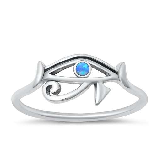 Sterling Silber Blau Opal Auge von Horus Ring LTDONRO151039-BO50 von Joyara