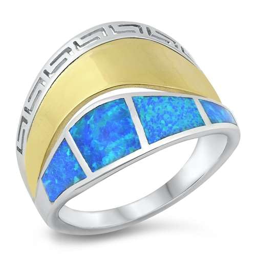 Sterling Silber Blau Opal Aztec Ring LTDONRO150771-BO70 von Joyara