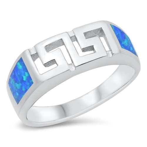 Sterling Silber Blau Opal Aztec Ring LTDONRO150855-BO70 von Joyara