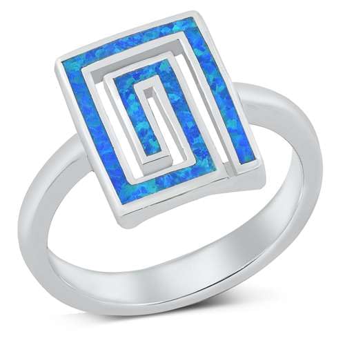 Sterling Silber Blau Opal Aztec Ring LTDONRO150859-BO80 von Joyara