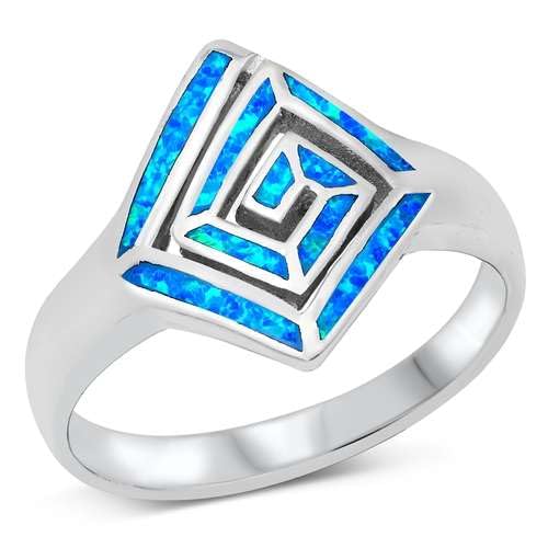 Sterling Silber Blau Opal Aztec Ring LTDONRO150873-BO60 von Joyara