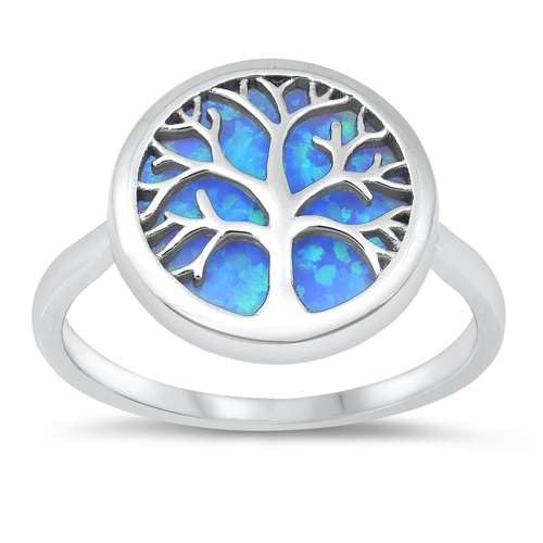 Sterling Silber Blau Opal Baum des Lebens Ring LTDONRO150699-BO110 von Joyara