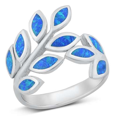 Sterling Silber Blau Opal Blätter Ring LTDONRO150820-BO50 von Joyara