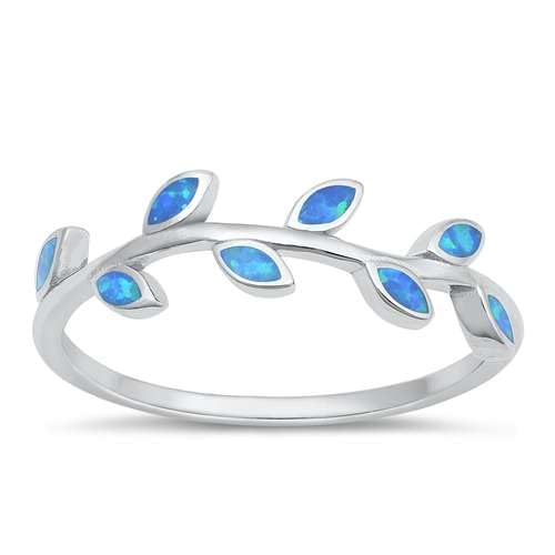 Sterling Silber Blau Opal Blätter Ring LTDONRO151047-BO100 von Joyara