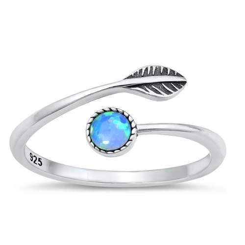 Sterling Silber Blau Opal Blatt Ring LTDMXRS131707-BO70 von Joyara