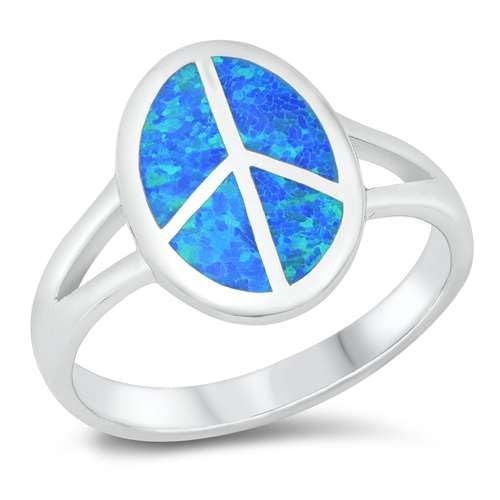 Sterling Silber Blau Opal Friedenszeichen Ring LTDONRO150868-BO80 von Joyara