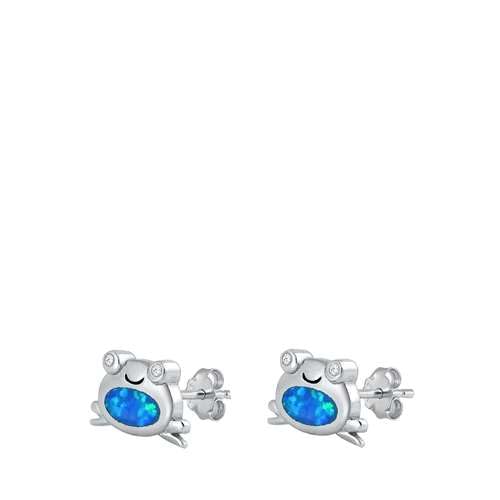 Sterling Silber Blau Opal Frosch Ohrringe. (KEOEL451128-BO) von Joyara