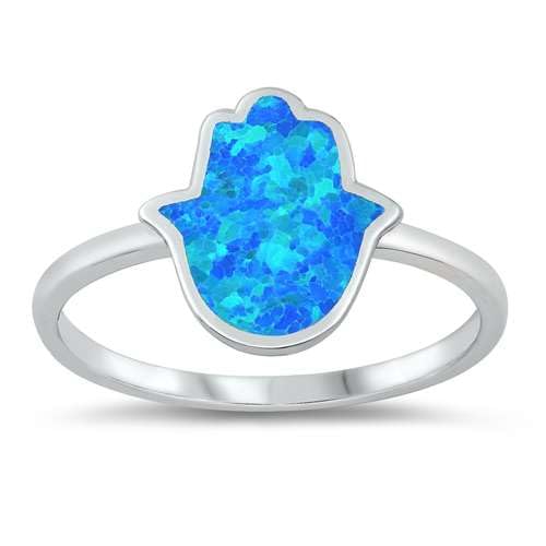 Sterling Silber Blau Opal Hamsa Ring LTDONRO150742-BO100 von Joyara