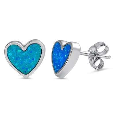 Sterling Silber Blau Opal Herz Ohrringe..(KEOEL450308) von Joyara