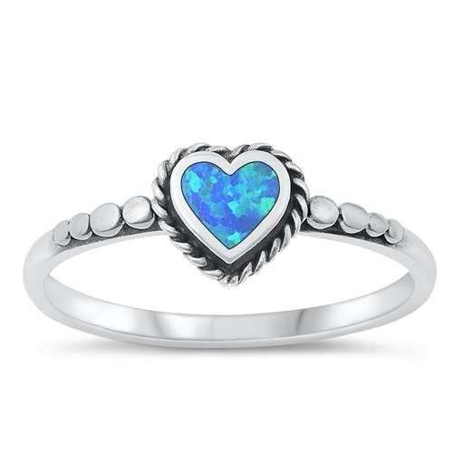 Sterling Silber Blau Opal Herz Ring LTDONRS131494-BO100 von Joyara