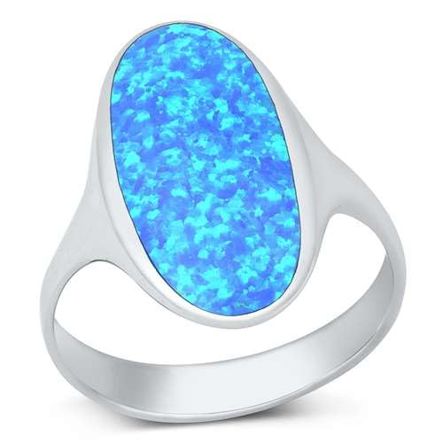 Sterling Silber Blau Opal Länglicher ovaler Ring LTDONRO150815-BO110 von Joyara