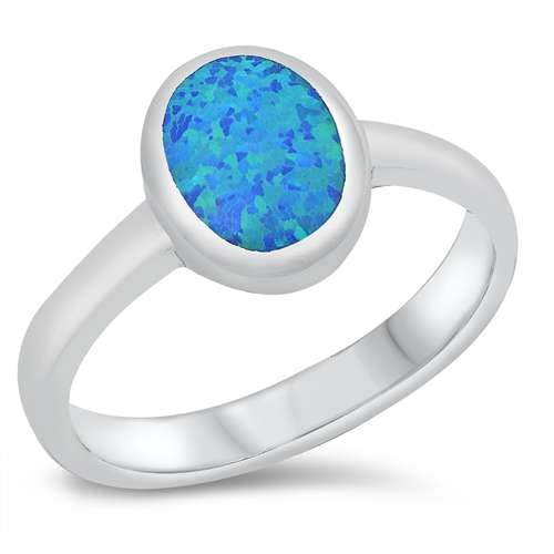 Sterling Silber Blau Opal Oval Ring LTDONRO150876-BO90 von Joyara