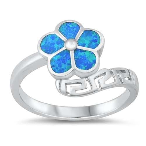 Sterling Silber Blau Opal Plumeria Ring LTDONRO150782-BO50 von Joyara