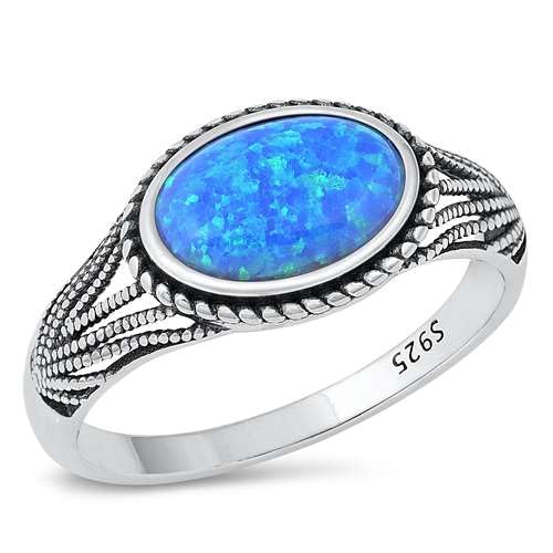 Sterling Silber Blau Opal Ring LTDONRS131415-BO80 von Joyara