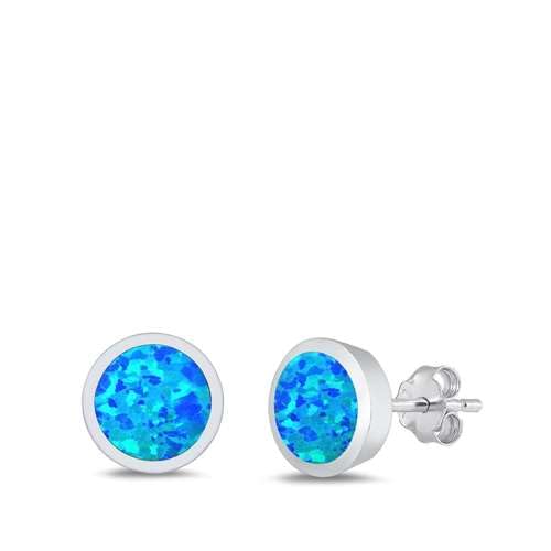 Sterling Silber Blau Opal Runde Ohrringe.. (KEOEL451116-40) von Joyara