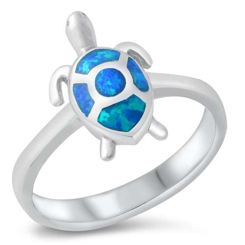 Sterling Silber Blau Opal Schildkröte Ring LTDONRO150845-BO80 von Joyara