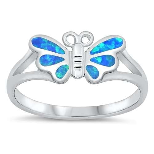 Sterling Silber Blau Opal Schmetterling Ring LTDONRO150864-BO80 von Joyara