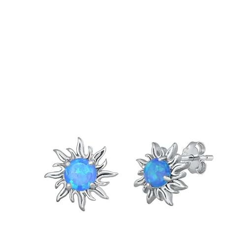 Sterling Silber Blau Opal Sonnenohrringe.. (KEOEL451072-BO) von Joyara