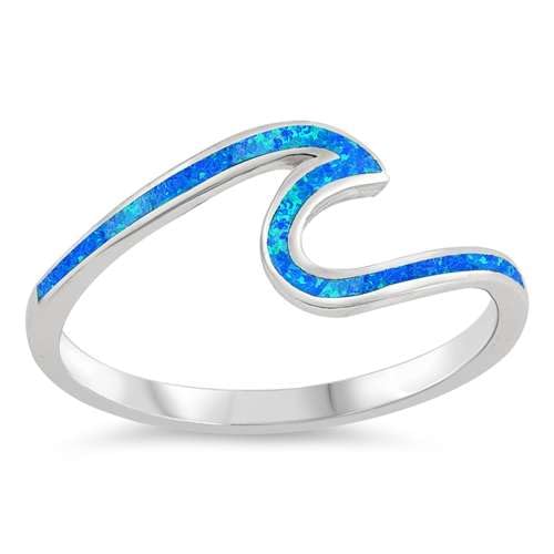 Sterling Silber Blau Opal Welle Ring LTDONRO150599-BO40 von Joyara