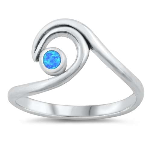 Sterling Silber Blau Opal Welle Ring LTDONRO150807-BO80 von Joyara