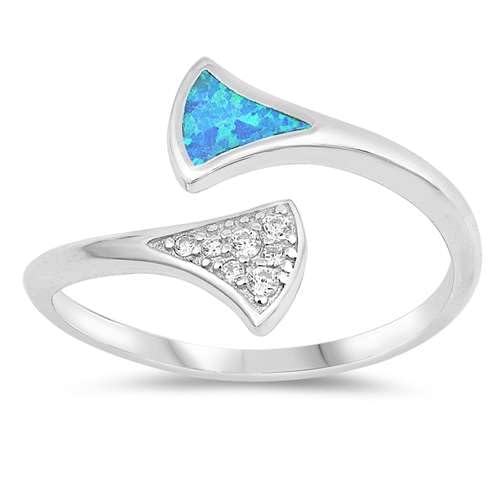 Sterling Silber Blau Opal und Weiß Zirkonia Ring LTDONRO150607-BO90 von Joyara