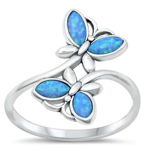 Sterling Silber Blauer Opal Schmetterlingsring LTDONRO151144-BO70 von Joyara