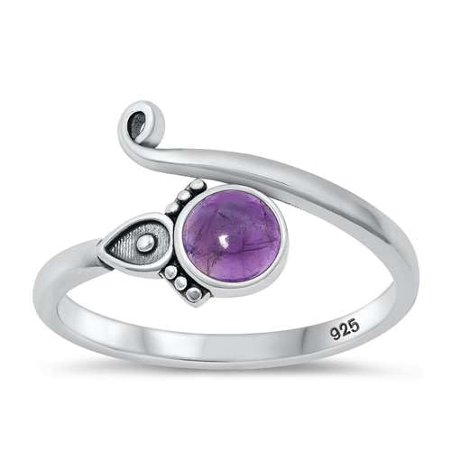 Sterling Silber Echter Amethyst Bali Ring LTDMXRS131727-AM80 von Joyara