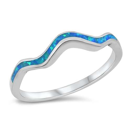 Sterling Silber Lab Blau Opal Squiggle Ring LTDONRO150903-BO90 von Joyara