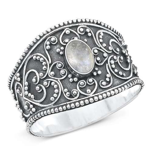 Sterling Silber Mondstein Bali Ring LTDMXRS131617-MS60 von Joyara