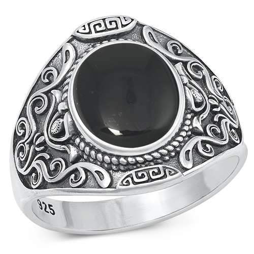 Sterling Silber Schwartz Achat Ring LTDMXRS131746-110 von Joyara