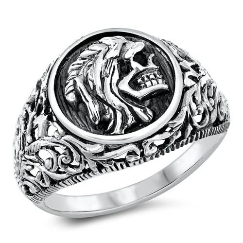 Sterling Silber Totenkopf Herren Ring LTDKLRP143531-110 von Joyara