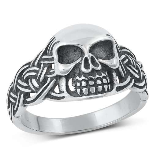 Sterling Silber Totenkopf Herren Ring LTDKLRP144910-70 von Joyara