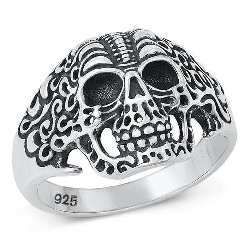 Sterling Silber Totenkopf Herren Ring LTDKLRP145119-120 von Joyara