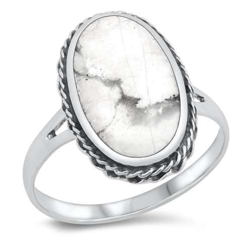 Sterling Silber Weiß Büffel Türkis Ring LTDMXRS130966-WT80 von Joyara