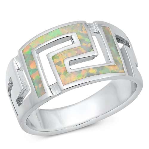 Sterling Silber Weiß Opal Aztec Ring LTDONRO150871-WO120 von Joyara
