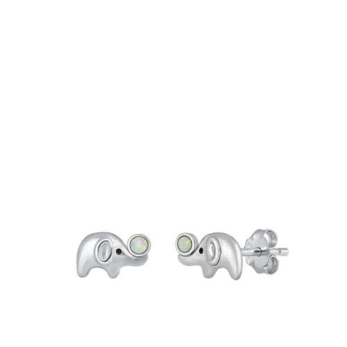 Sterling Silber Weiß Opal Elefant Ohrringe. (KEOEL451154-WO) von Joyara