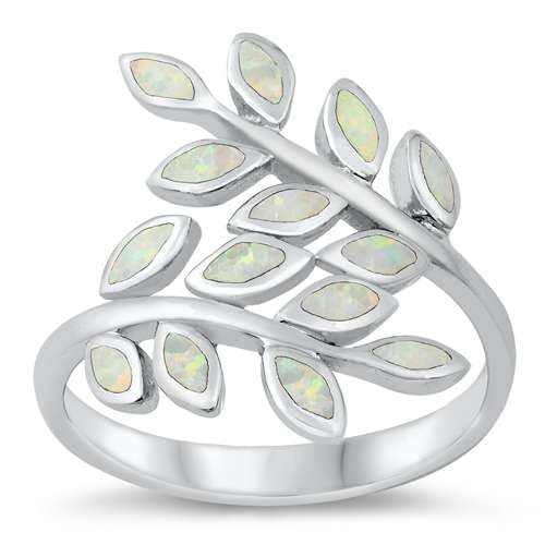 Sterling Silber Weiß Opal Farn Leaves Ring LTDONRO150818-WO90 von Joyara