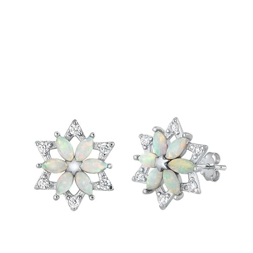Sterling Silber Weiß Opal Flower Ohrringe.. (KEOEL451074-WO) von Joyara