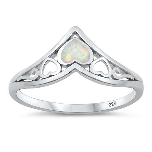 Sterling Silber Weiß Opal Herz Ring LTDONRO150682-WO50 von Joyara