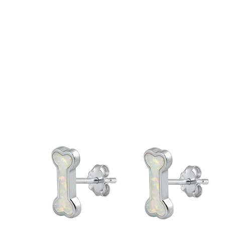 Sterling Silber Weiß Opal Hundeknochen Ohrringe. (KEOEL451127-WO) von Joyara